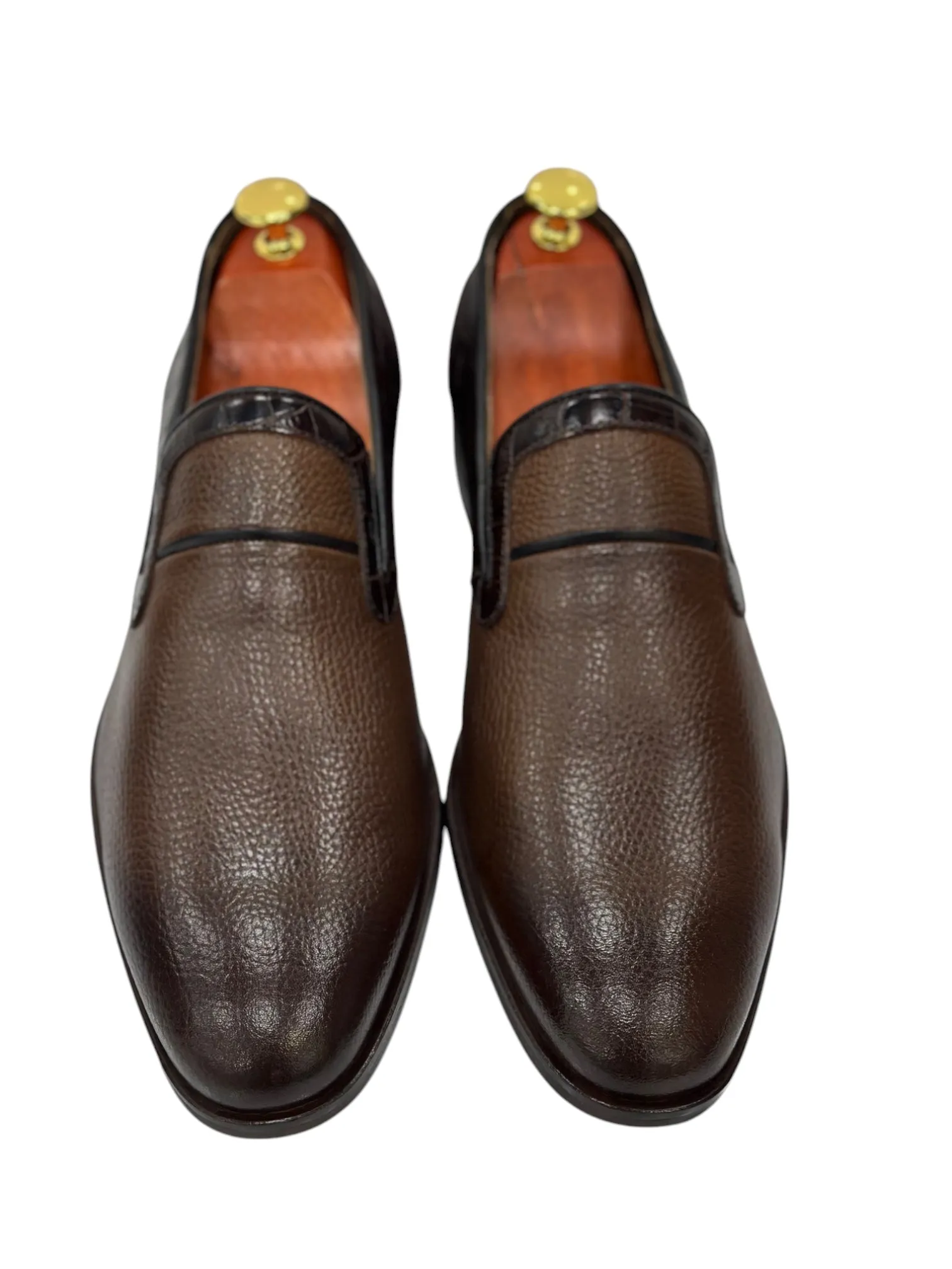 Brown Dress Shoes-Snake Detailed Luxury  Leather-296 5136