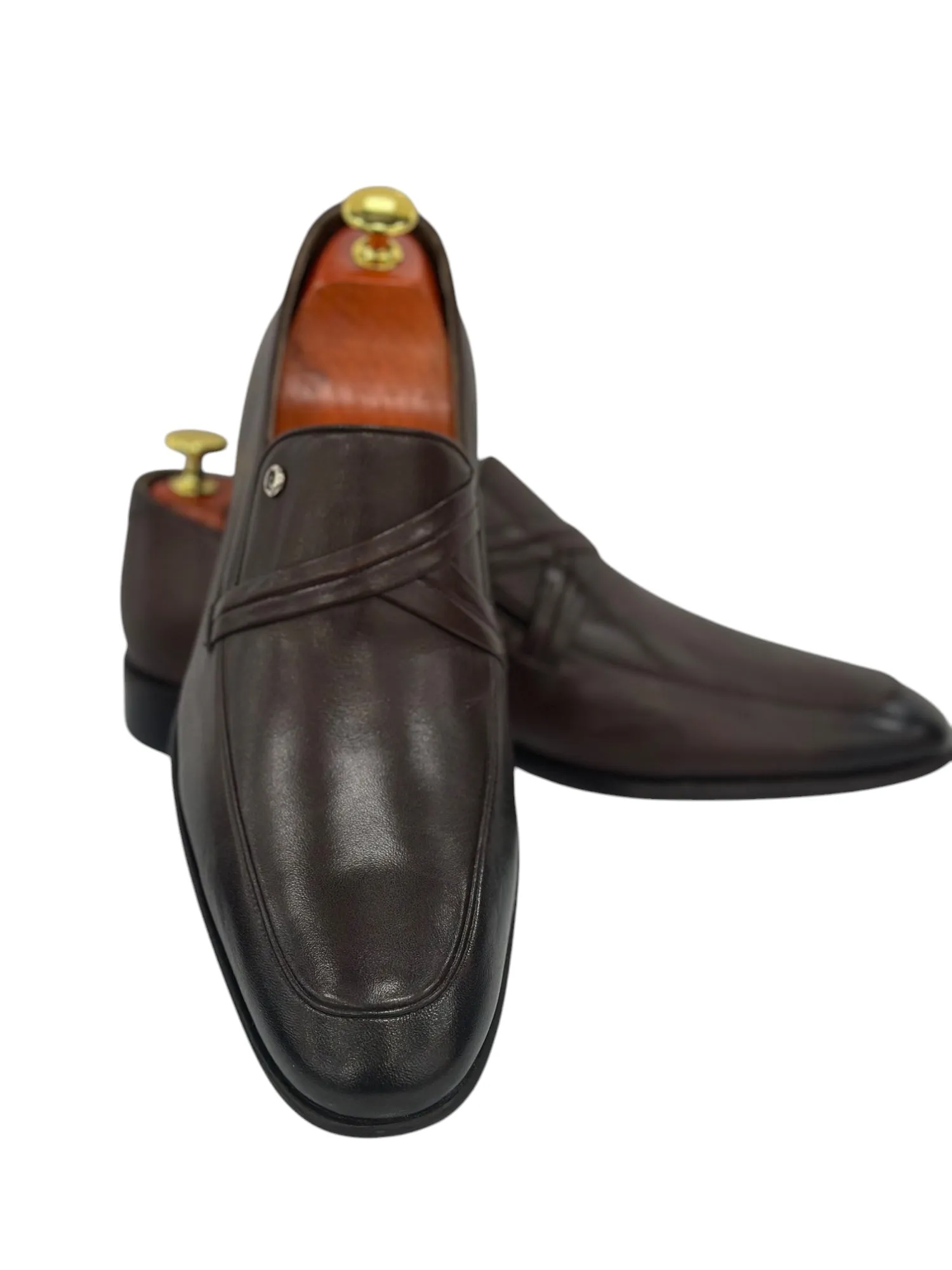 Brown Dress Shoes with Brown Detailing made with Luxury Leather- 1321458