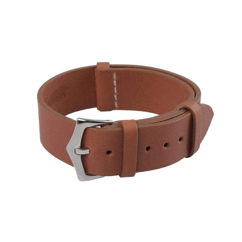 Brown Grand Cavalier Cuir Military Watch Strap