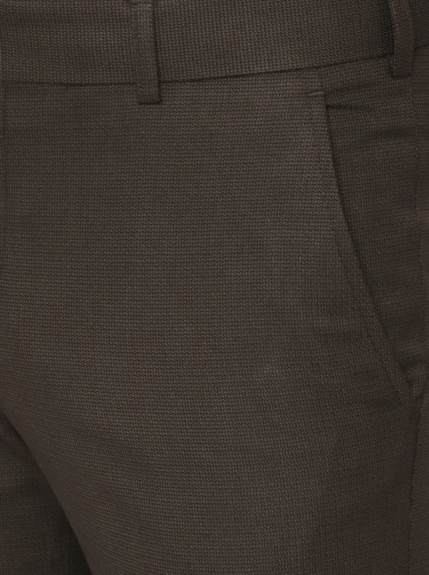 Brown Solid Slim Fit Formal Trouser | Greenfibre