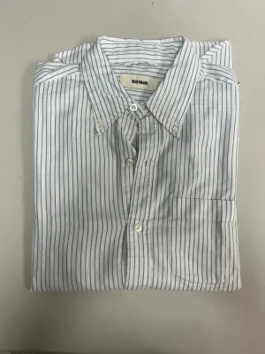 BUCK MASON CALIFORNIA OXFORD ONE POCKET BD SHIRT IN GREEN/WHITE