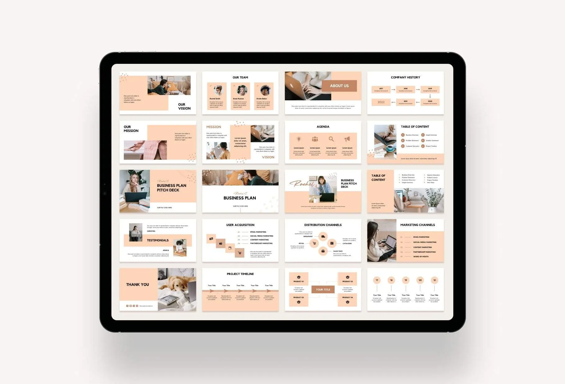 Business Plan Presentation Peach Collection Fully Editable Canva Template