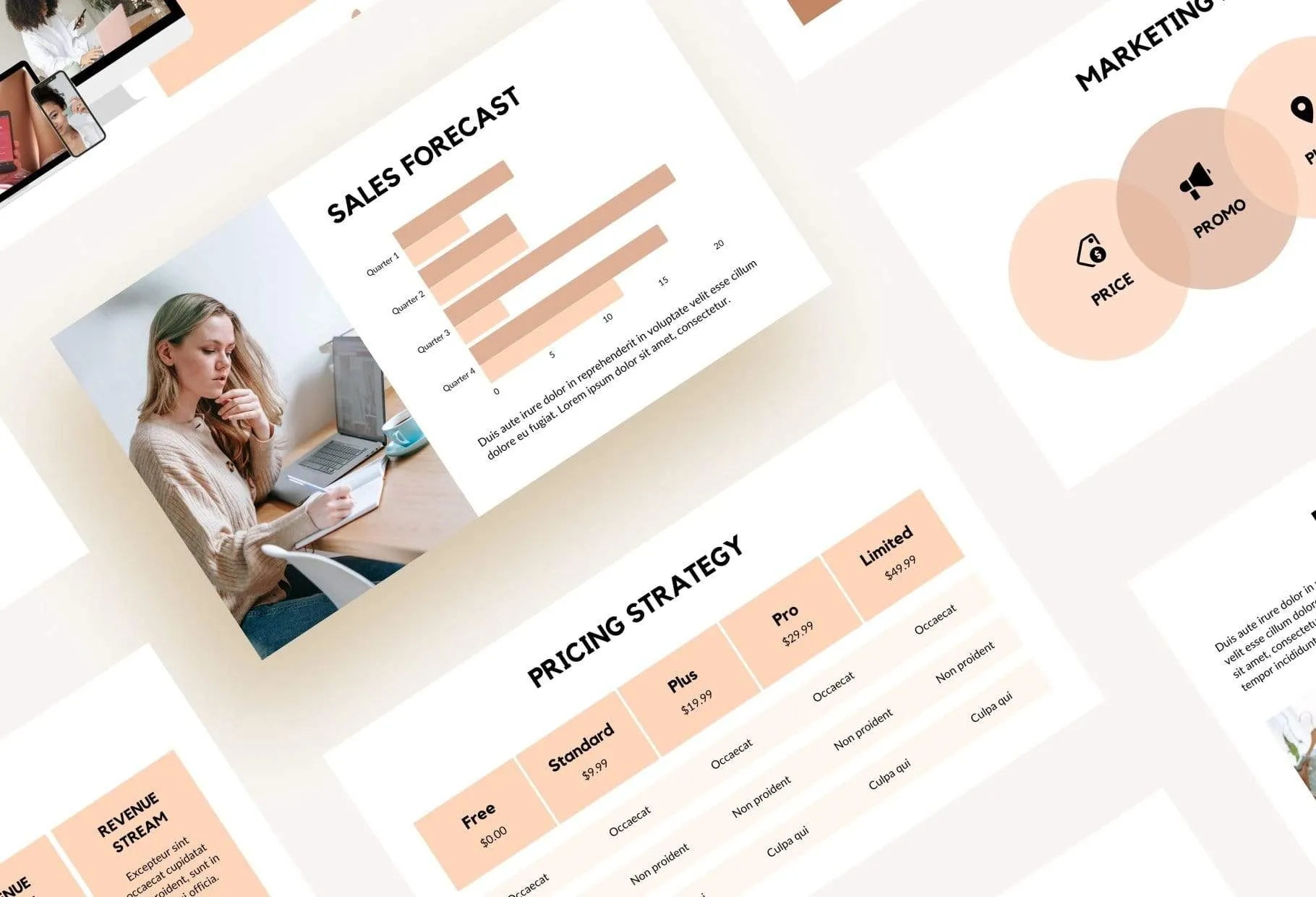 Business Plan Presentation Peach Collection Fully Editable Canva Template