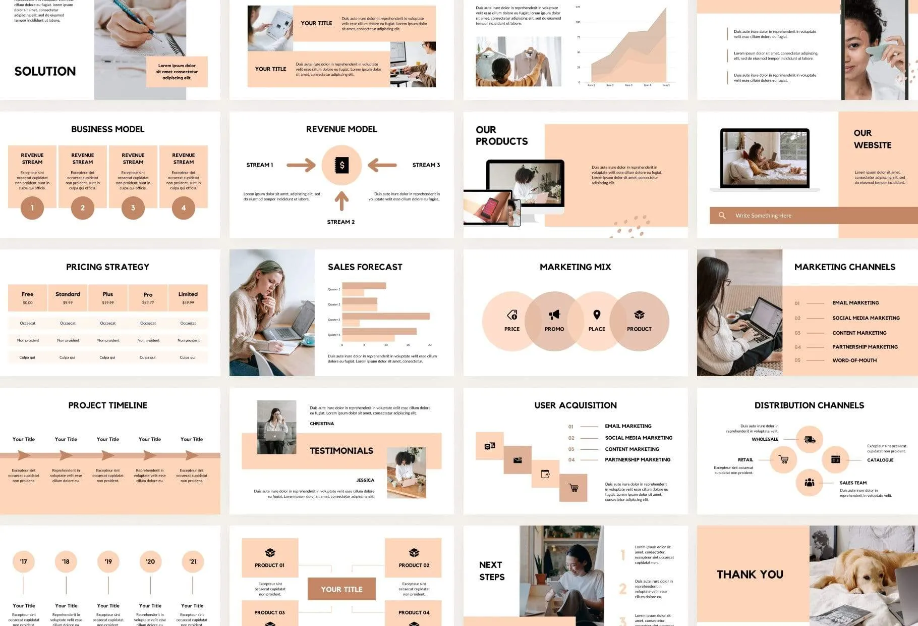 Business Plan Presentation Peach Collection Fully Editable Canva Template
