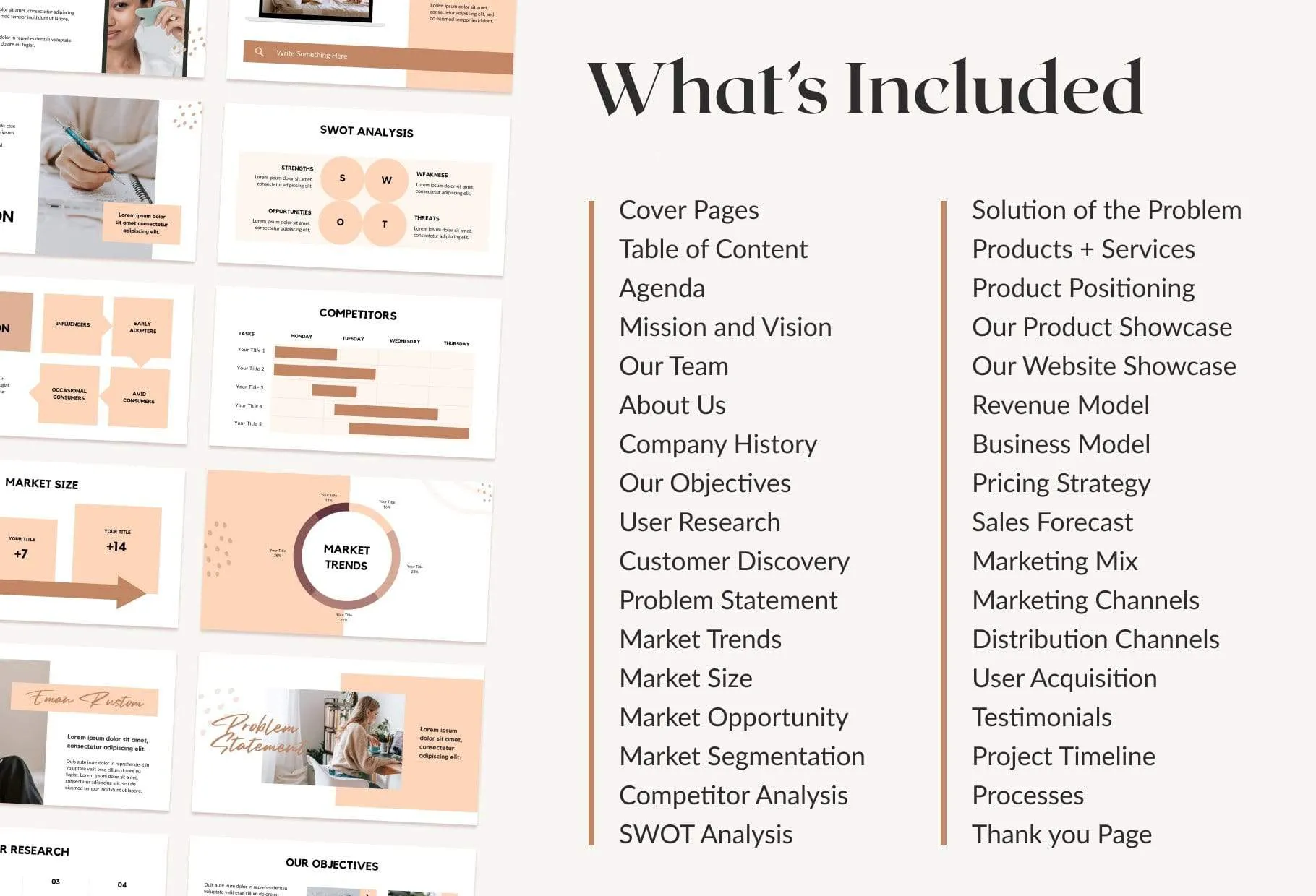 Business Plan Presentation Peach Collection Fully Editable Canva Template