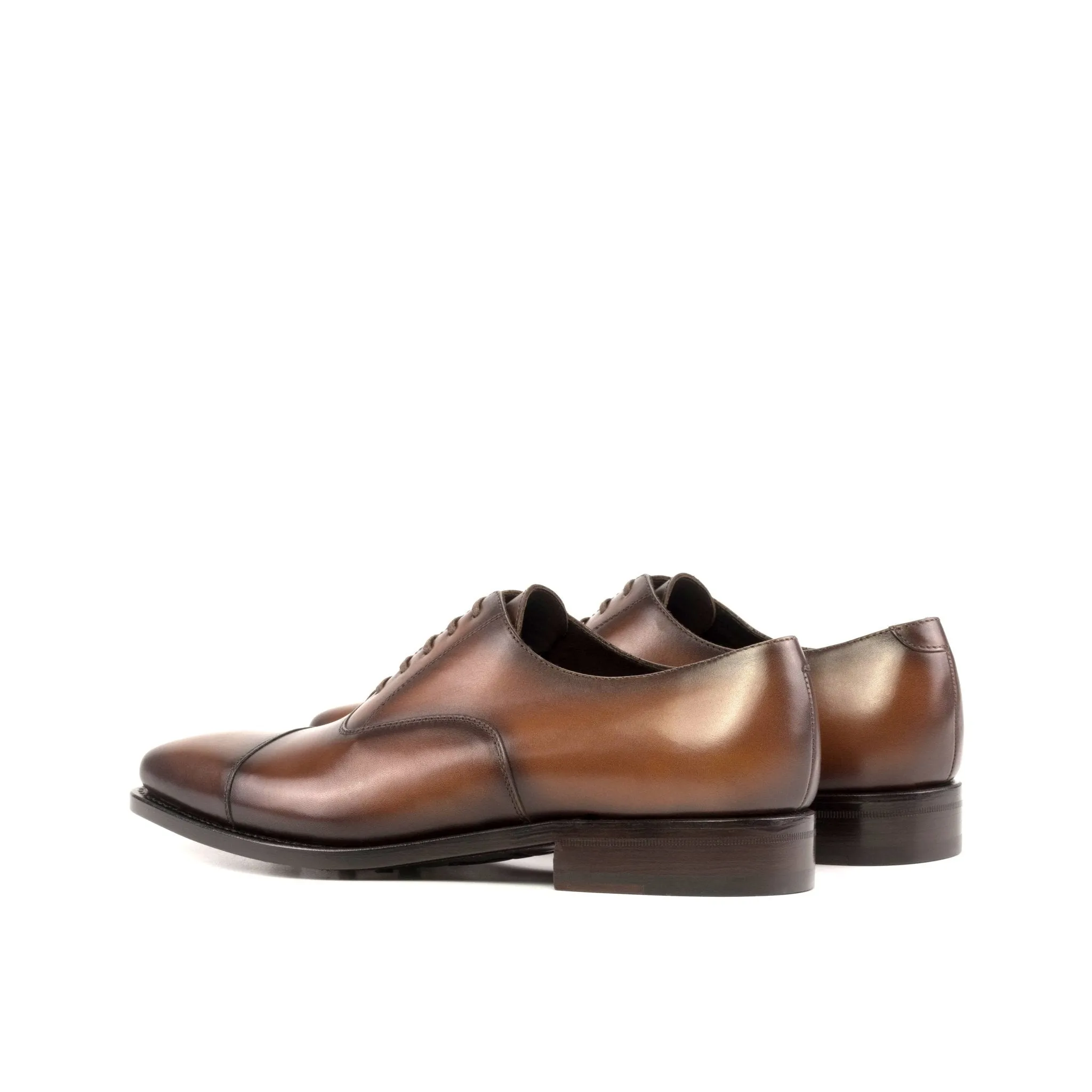 Cap Toe Oxford in Burnished Medium Brown Box Calf