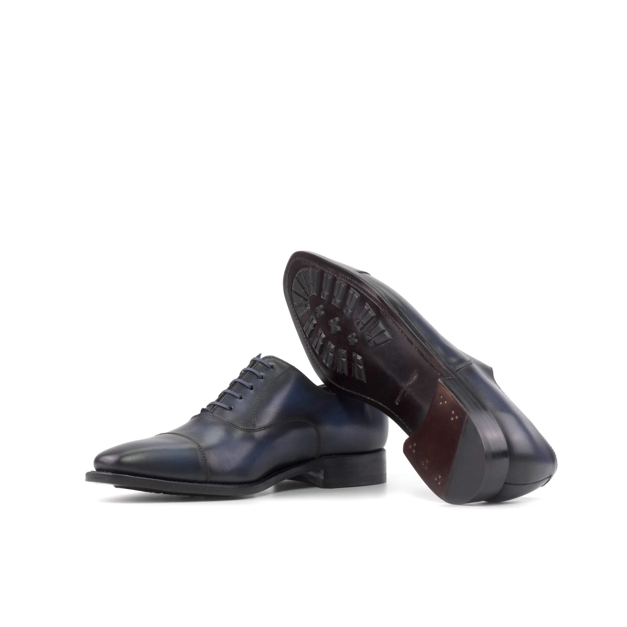 Cap Toe Oxford in Burnished Navy Box Calf