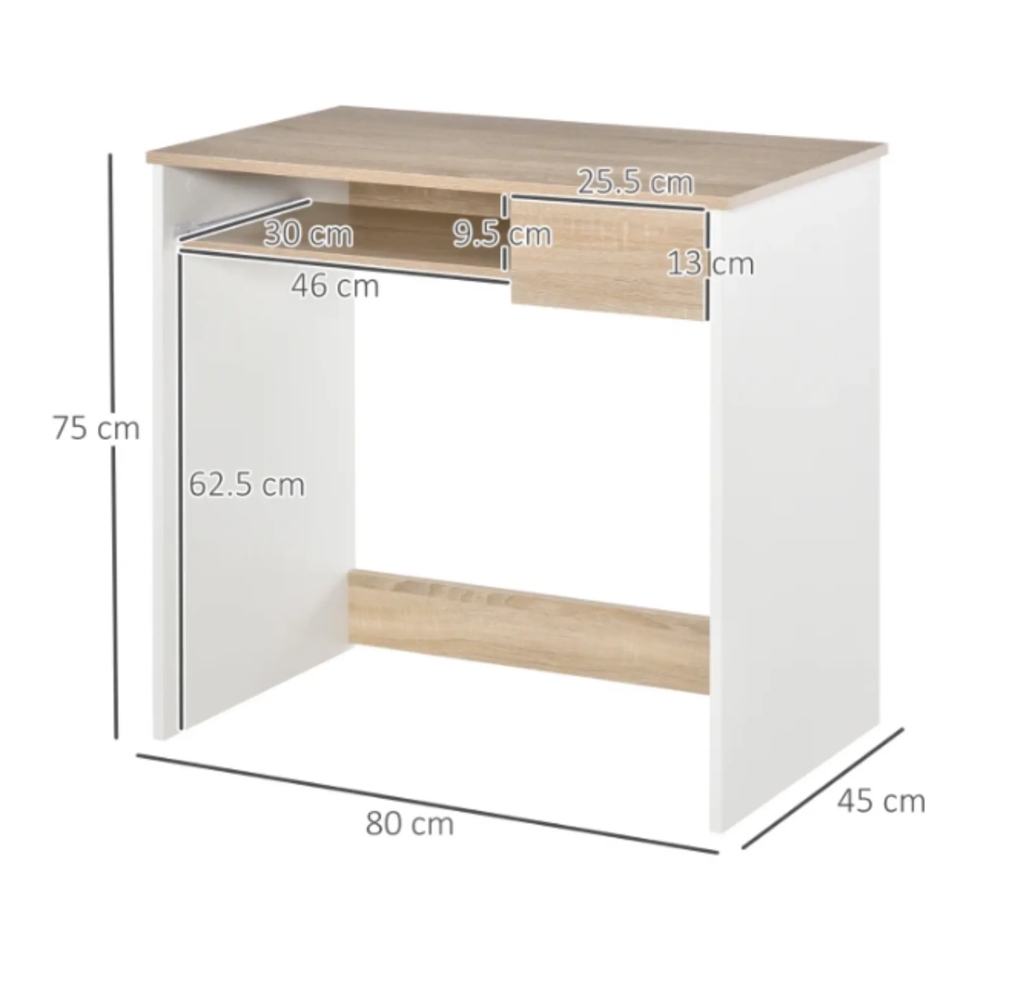 Children's Homework and Computer Desk | Storage | Natural & White | 6 Years 