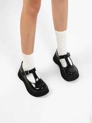 Classic T-Strap Leather Mary Jane Black