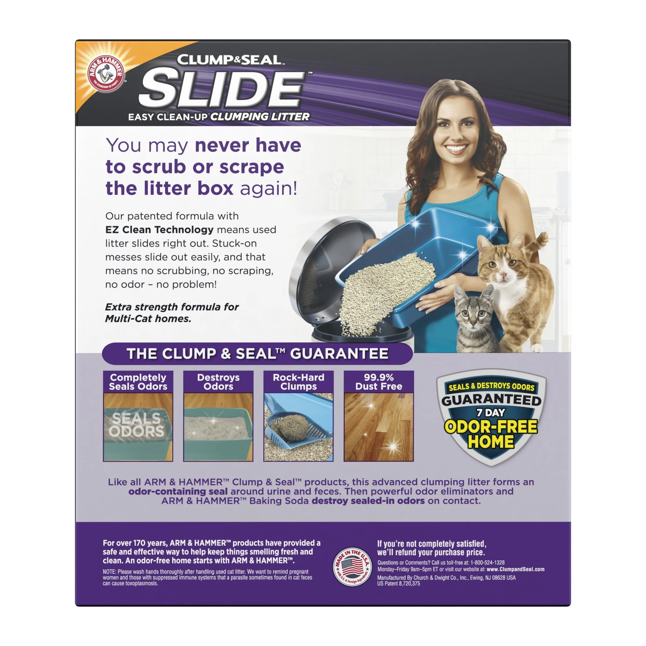 Clump & Seal SLIDE Cat Litter, Easy Clean-Up Multi-Cat Clumping Litter, 38 Lbs