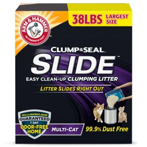 Clump & Seal SLIDE Cat Litter, Easy Clean-Up Multi-Cat Clumping Litter, 38 Lbs