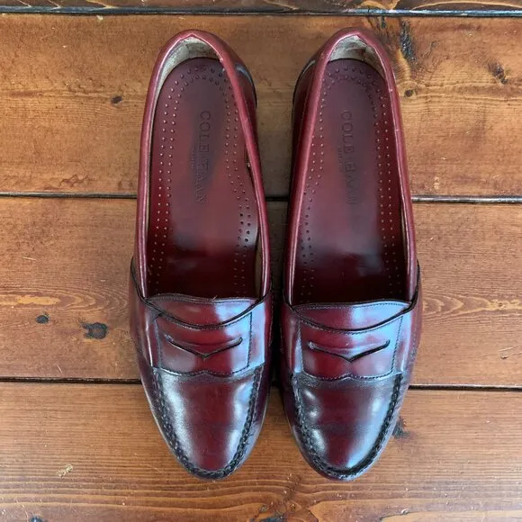 Cole Haan Vintage Men's USA Oxblood Leather Penny Loafers Size 10 1/2 D
