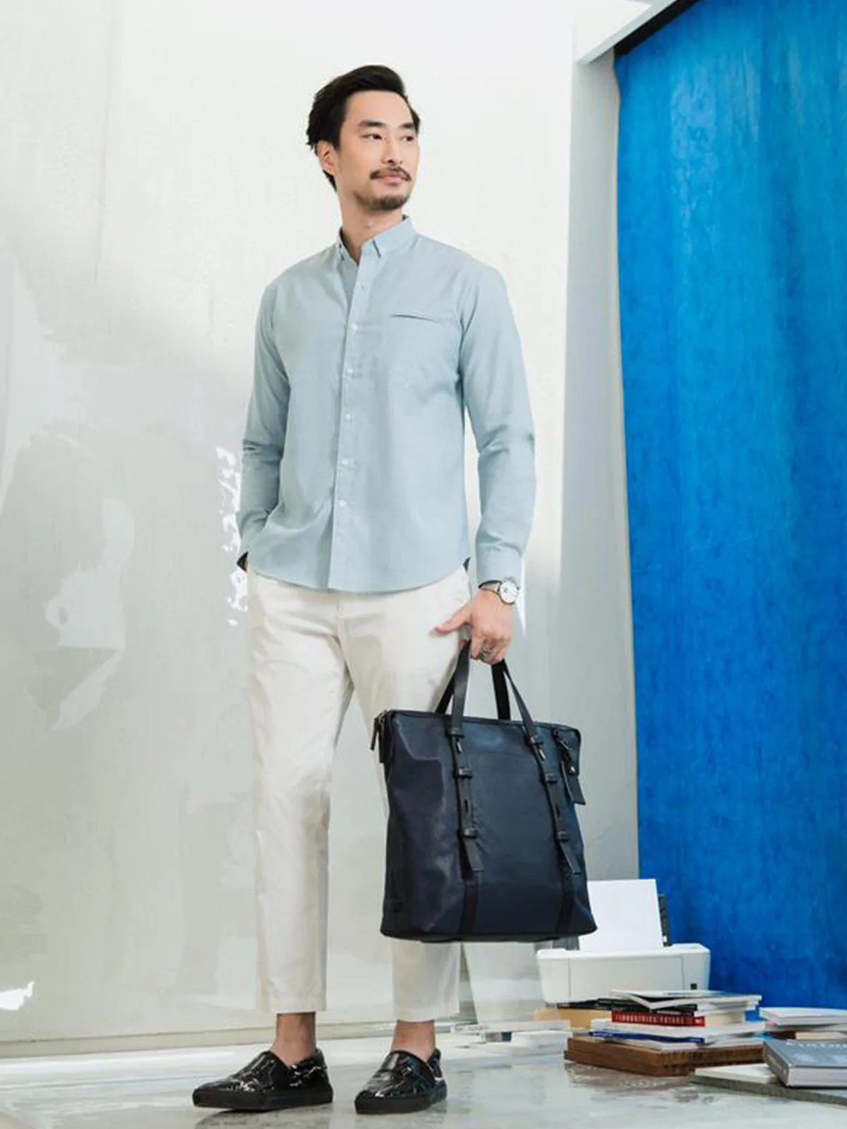 Contentment. Jetted Oxford Light Blue Shirt