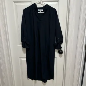 Coolibar Women’s Black Oxford Shirt Dress UPF 50  Sun Protection Size Medium