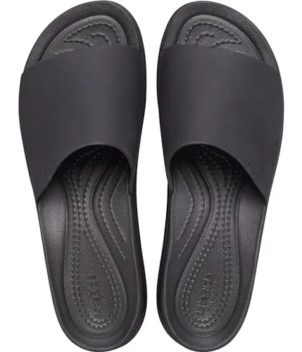 Crocs Women's Brooklyn Platform Slides Sandal, Black, Numeric_6