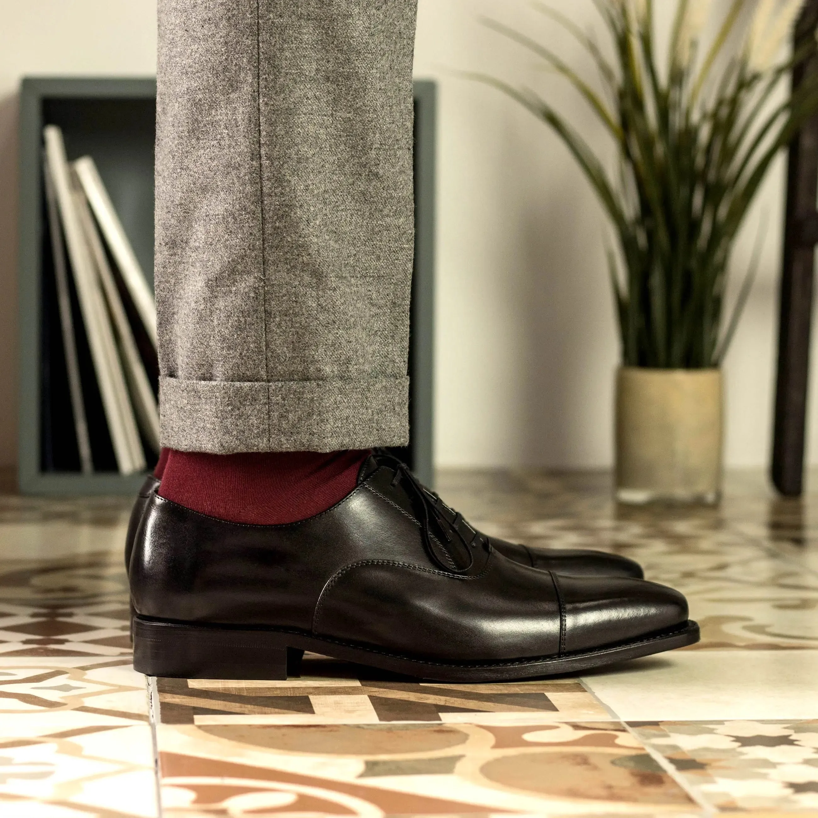 DapperFam Rafael in Black Men's Italian Leather Oxford