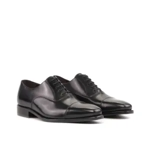 DapperFam Rafael in Black Men's Italian Leather Oxford