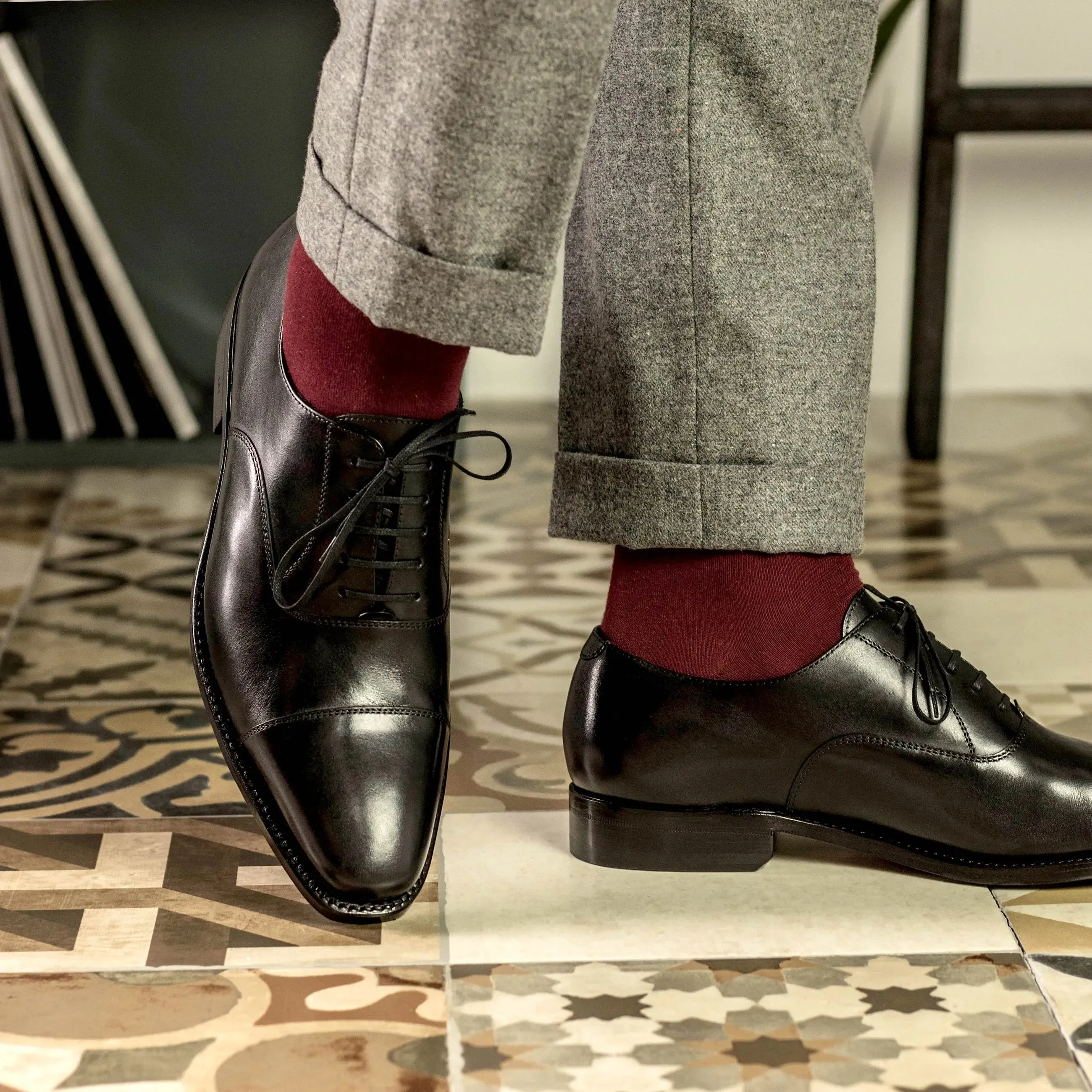 DapperFam Rafael in Black Men's Italian Leather Oxford