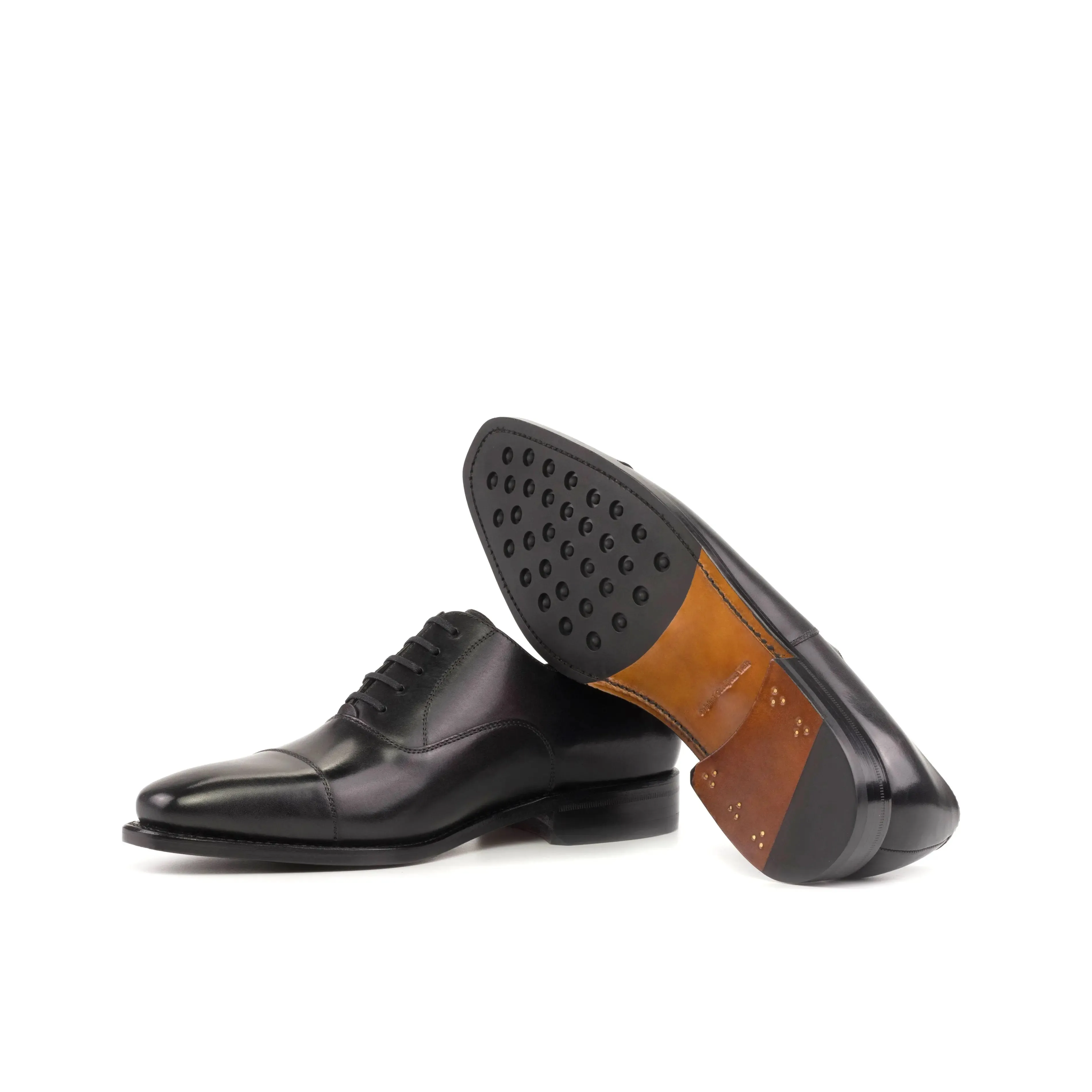 DapperFam Rafael in Black Men's Italian Leather Oxford