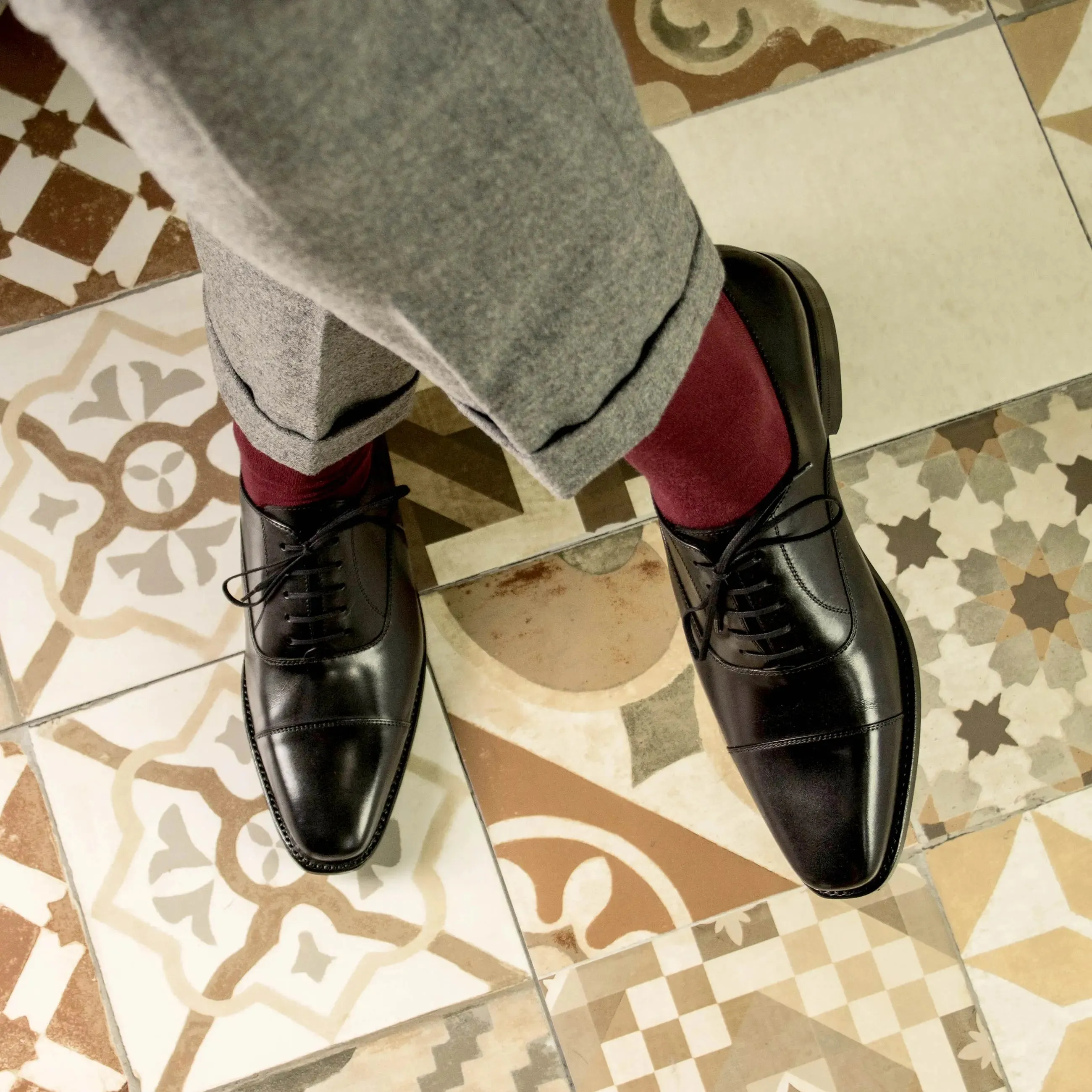 DapperFam Rafael in Black Men's Italian Leather Oxford