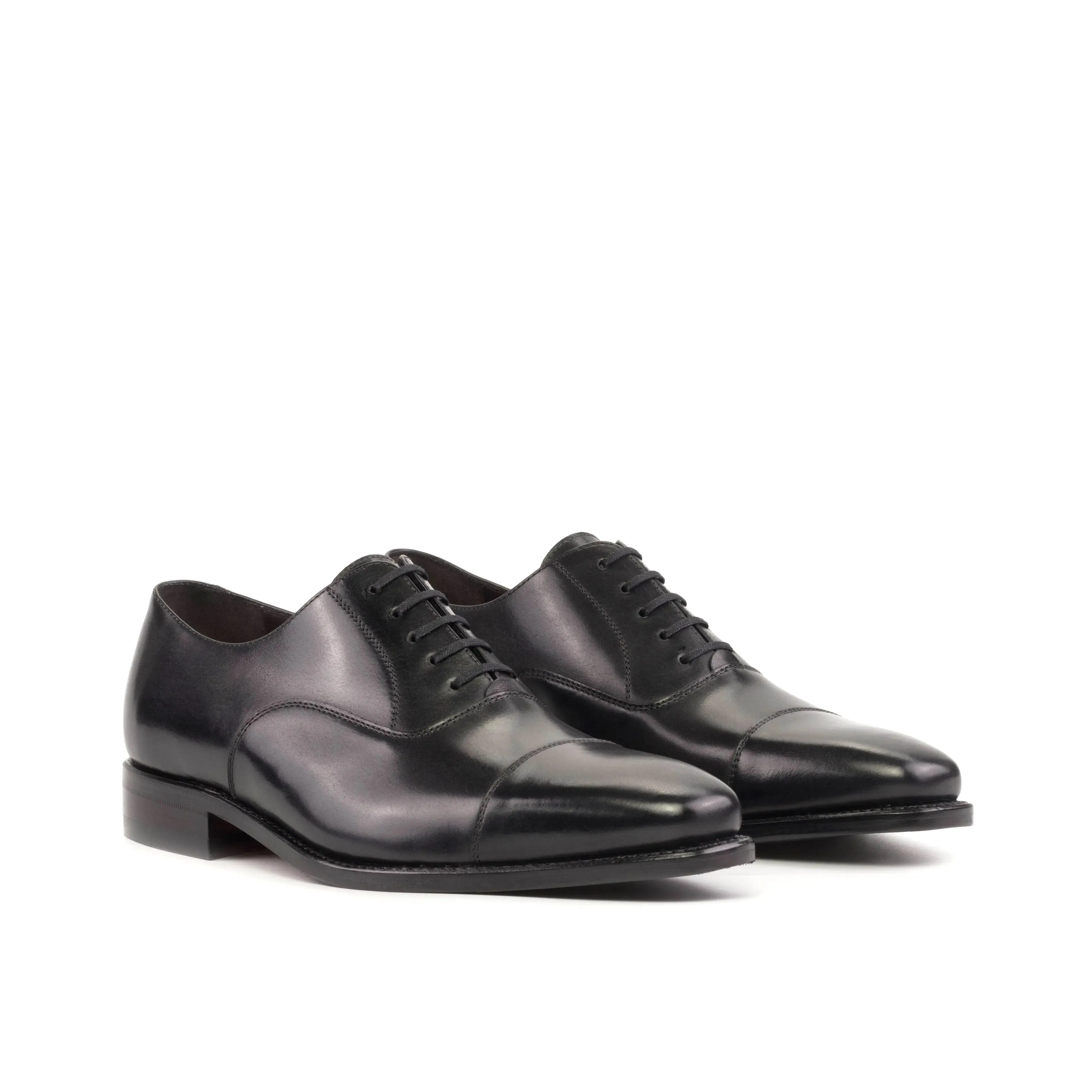 DapperFam Rafael in Black Men's Italian Leather Oxford