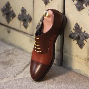 DapperFam Rafael in Dark Brown / Med Brown / Navy Men's Italian Leather & Lux Suede Oxford