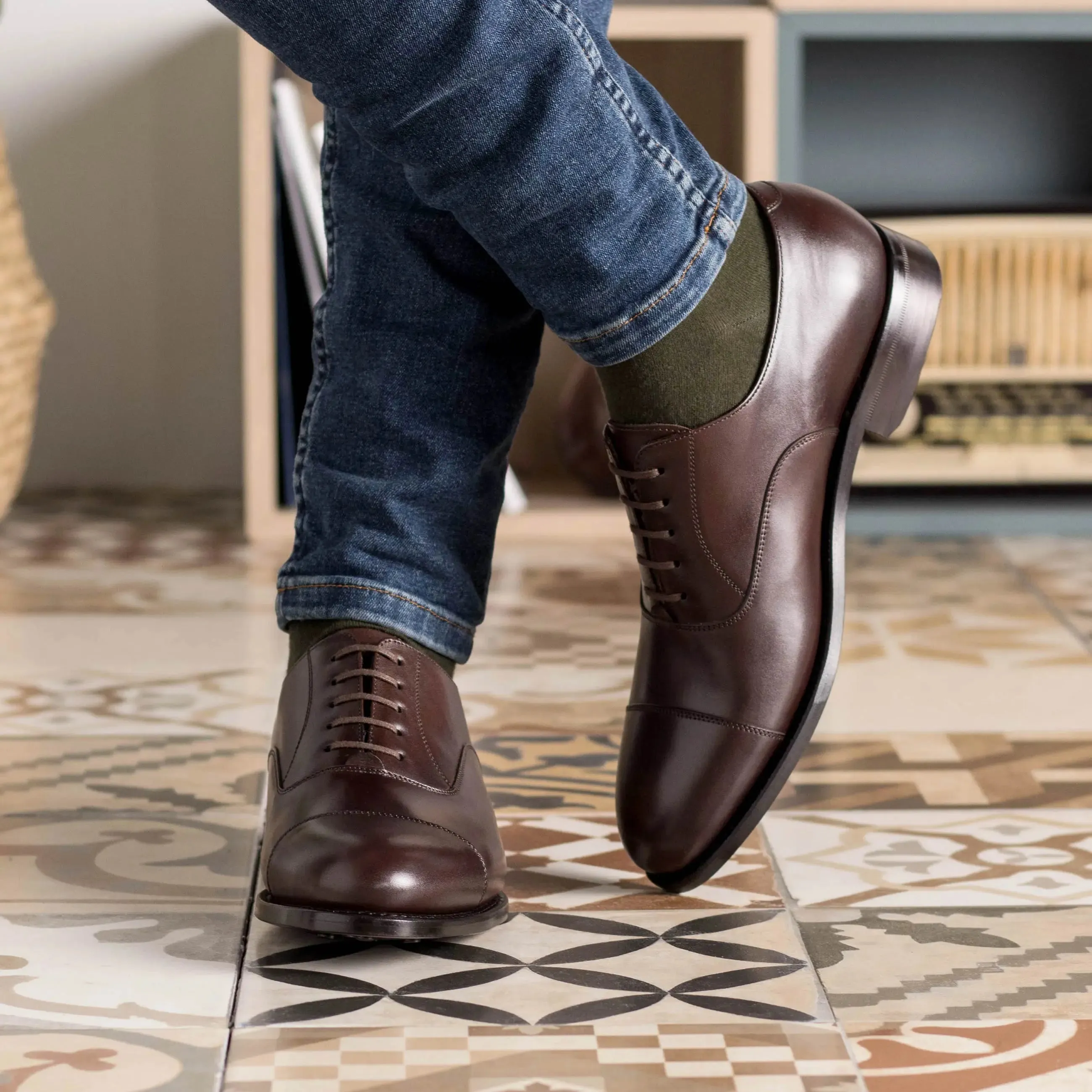 DapperFam Rafael in Dark Brown Men's Italian Leather Oxford