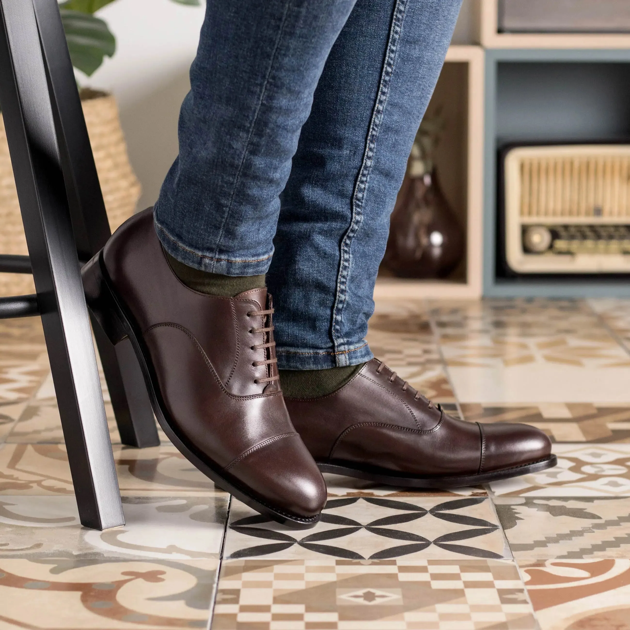 DapperFam Rafael in Dark Brown Men's Italian Leather Oxford