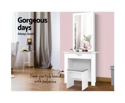 Dressing Table Mirror Stool Mirror Jewellery Cabinet Makeup Storage Desk