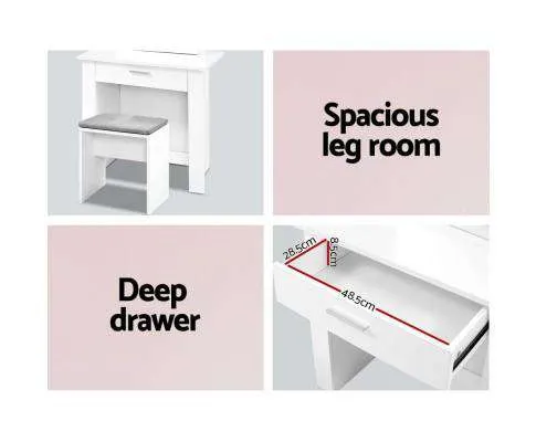 Dressing Table Mirror Stool Mirror Jewellery Cabinet Makeup Storage Desk