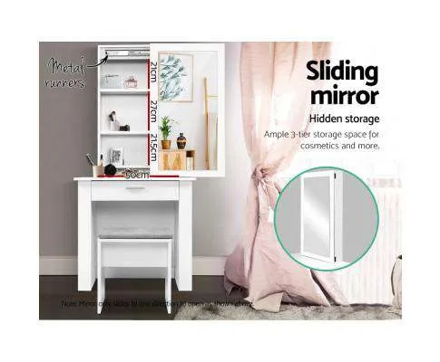 Dressing Table Mirror Stool Mirror Jewellery Cabinet Makeup Storage Desk