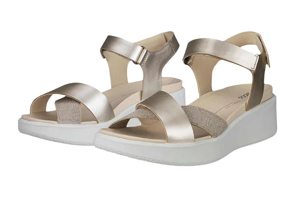 Ecco Flowt Wedge Pure White Gold Womens