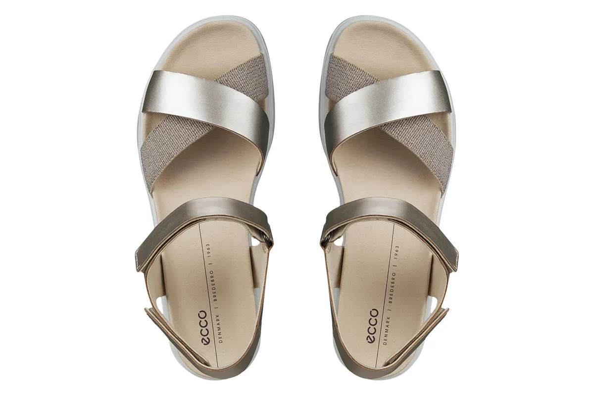 Ecco Flowt Wedge Pure White Gold Womens