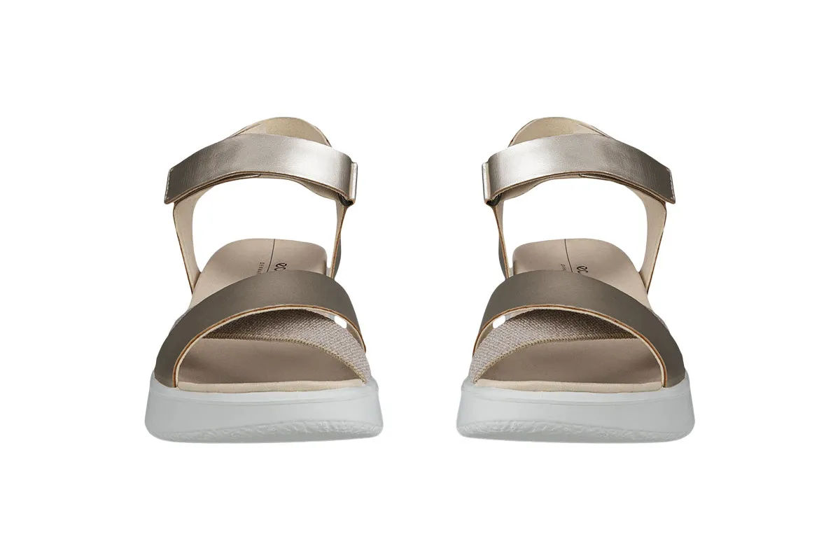 Ecco Flowt Wedge Pure White Gold Womens