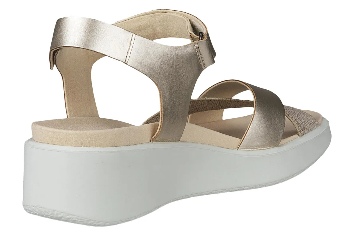 Ecco Flowt Wedge Pure White Gold Womens