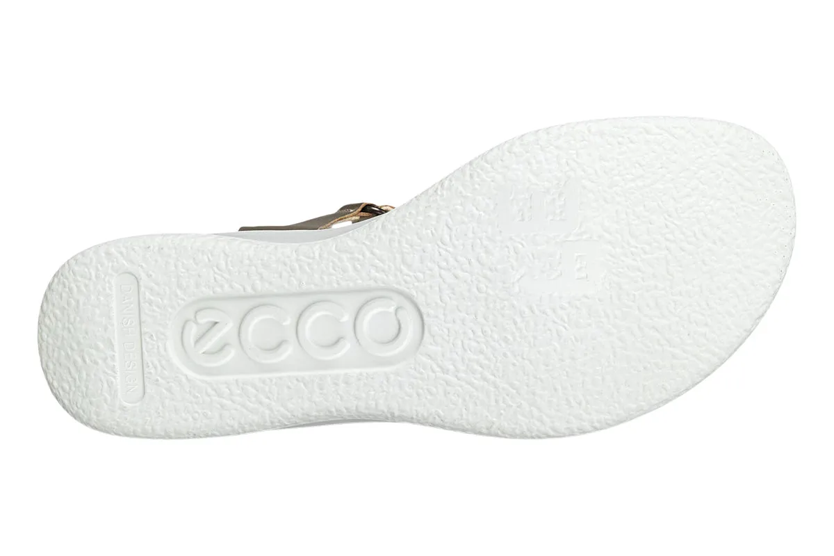 Ecco Flowt Wedge Pure White Gold Womens