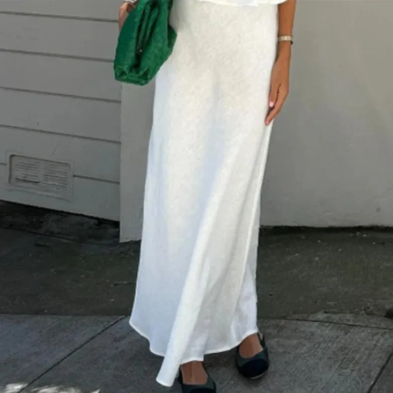 Elegant Cotton Linen Sleeveless Ruffle Hem Top & Slim Mini Skirt Set