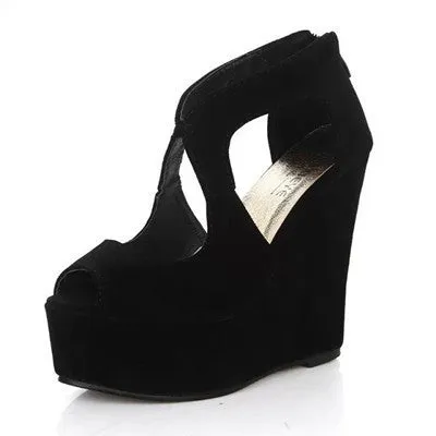 FASHION 11cm High Heel Women Sandals Summer Wedge Shoes Fretwork Platform Sandal Gladiator Sandals Women