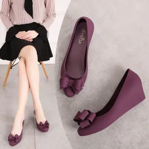 Fashionable Women's Bowknot Wedge Heel Jelly Shoes