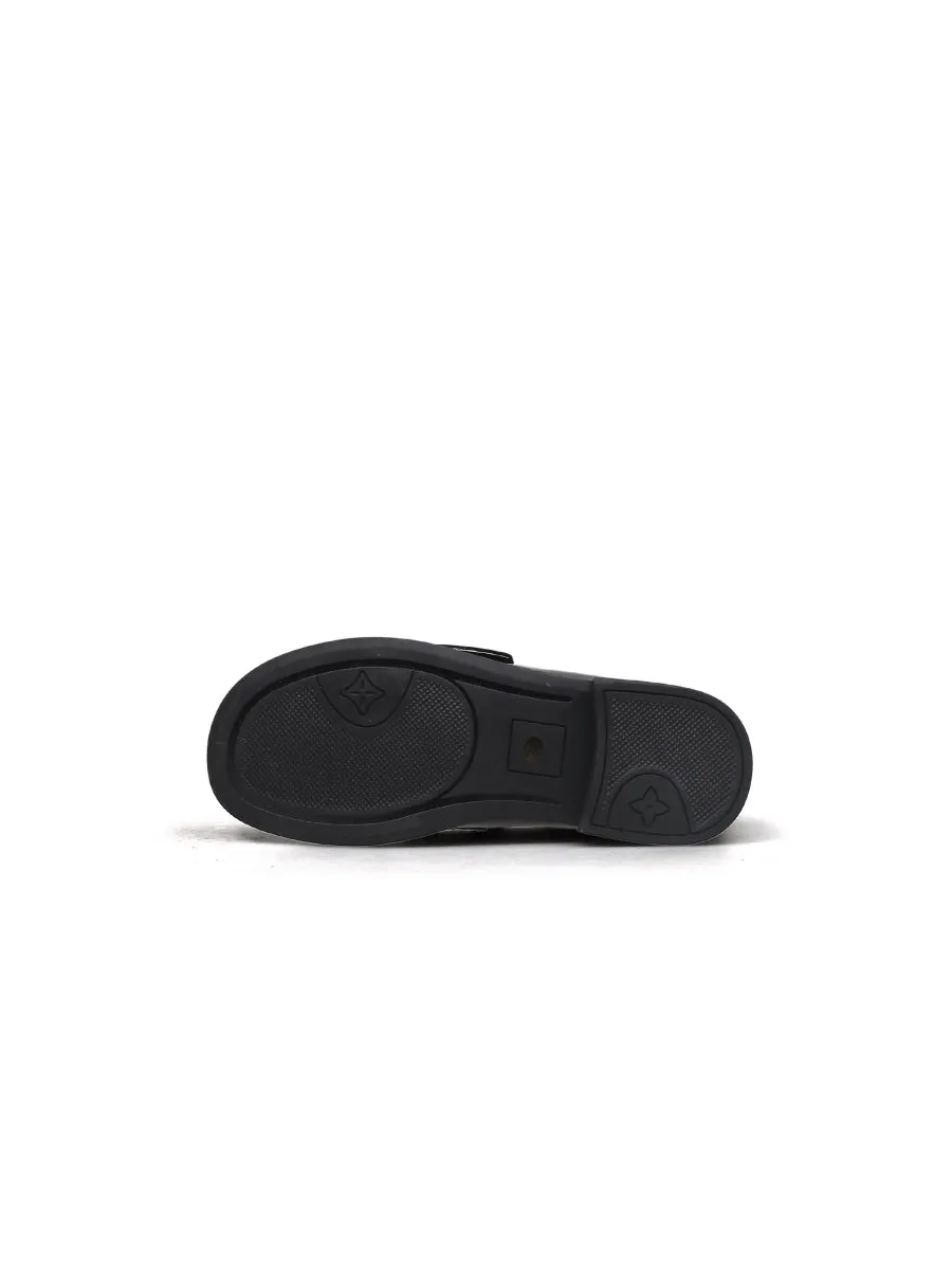 Faux Fur Lined Side Square Buckle Leather Loafer
