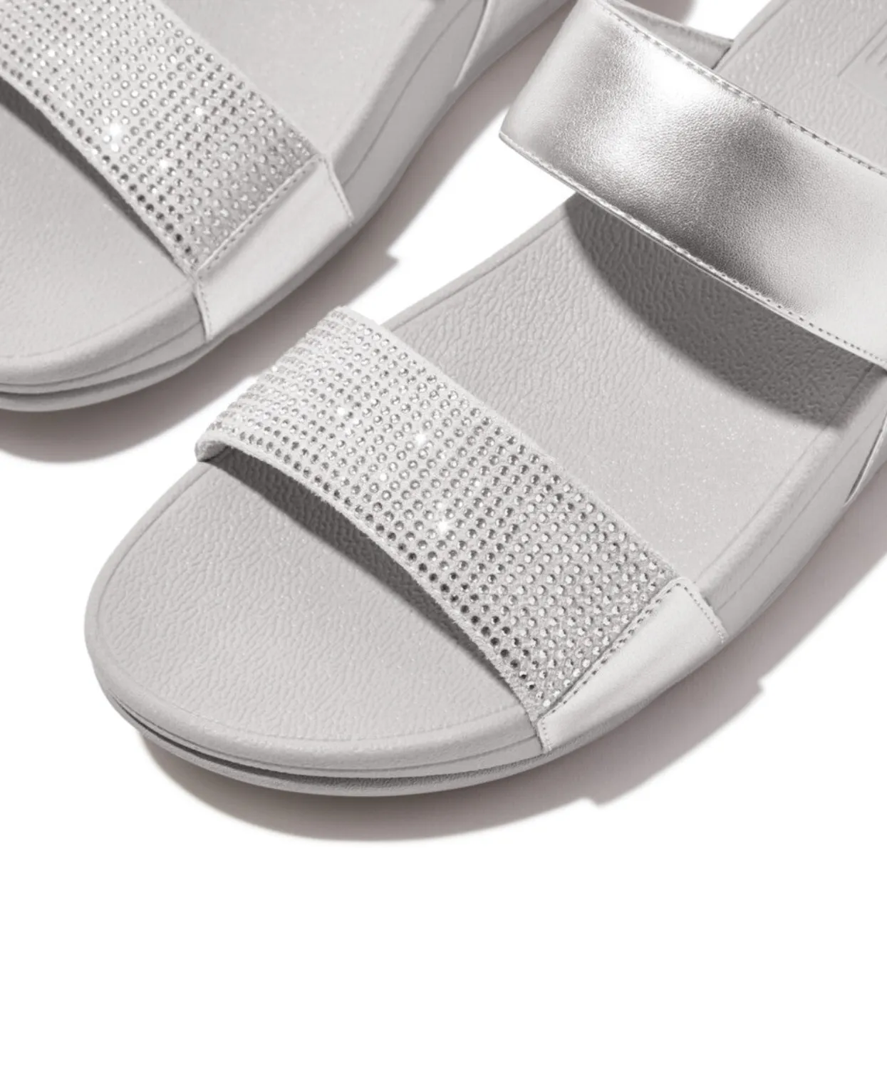 Fitflop Lulu Crystal Embellished Slides Silver