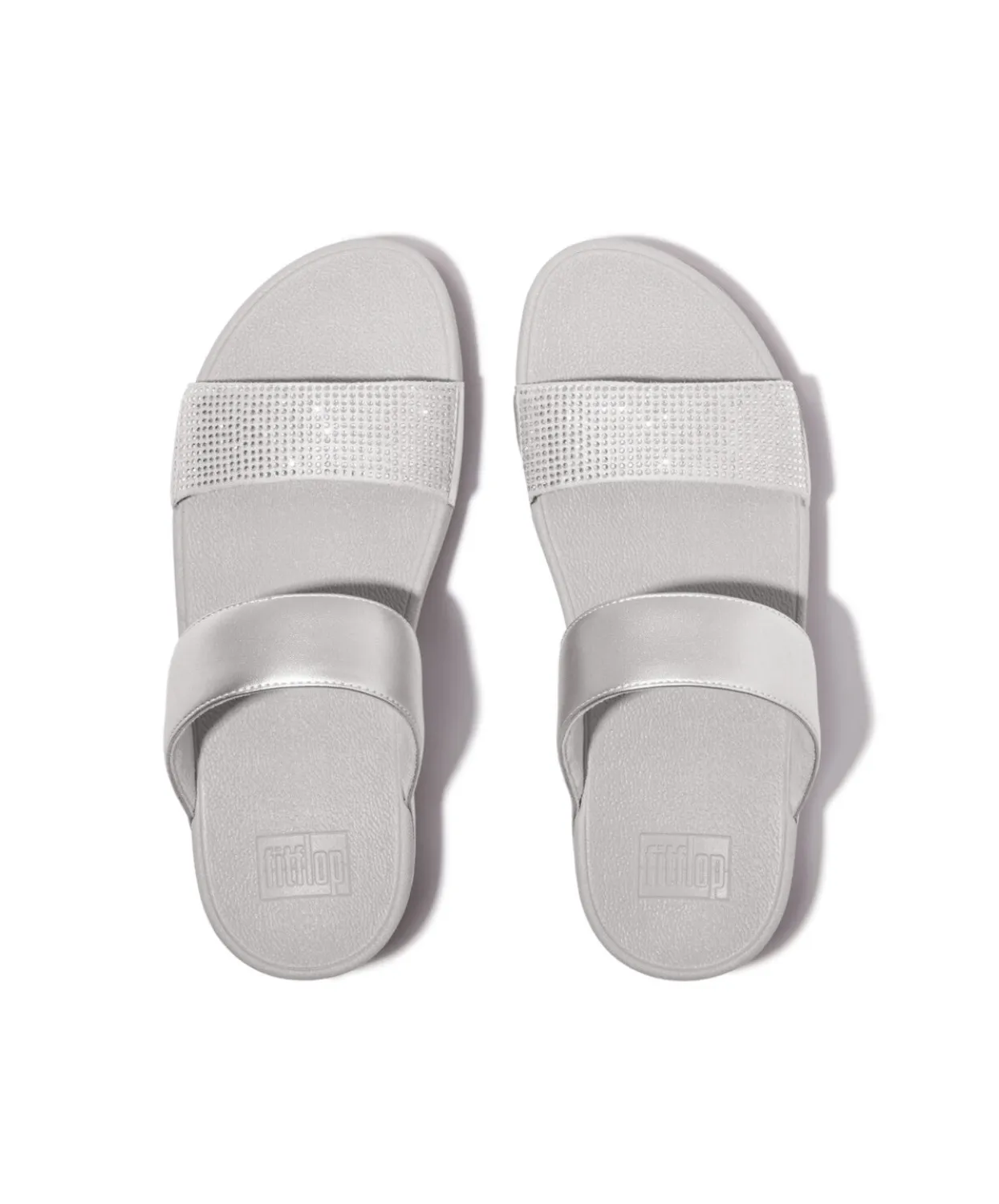 Fitflop Lulu Crystal Embellished Slides Silver
