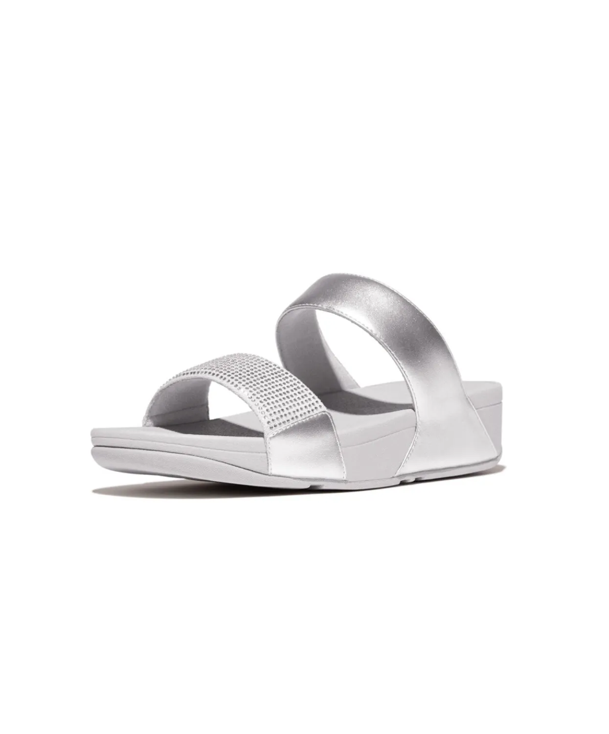 Fitflop Lulu Crystal Embellished Slides Silver