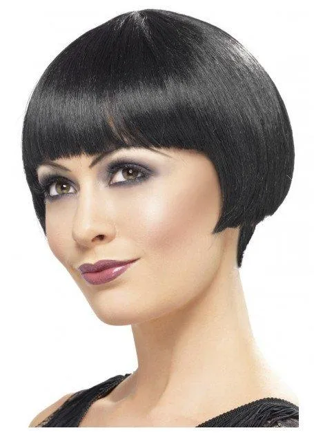 Flapper Bob Wig 20s Black Gangster 1920s Costume Fancy Dress Hair