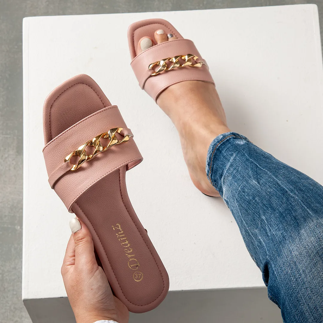 Flat Slipper With Chain - Pink