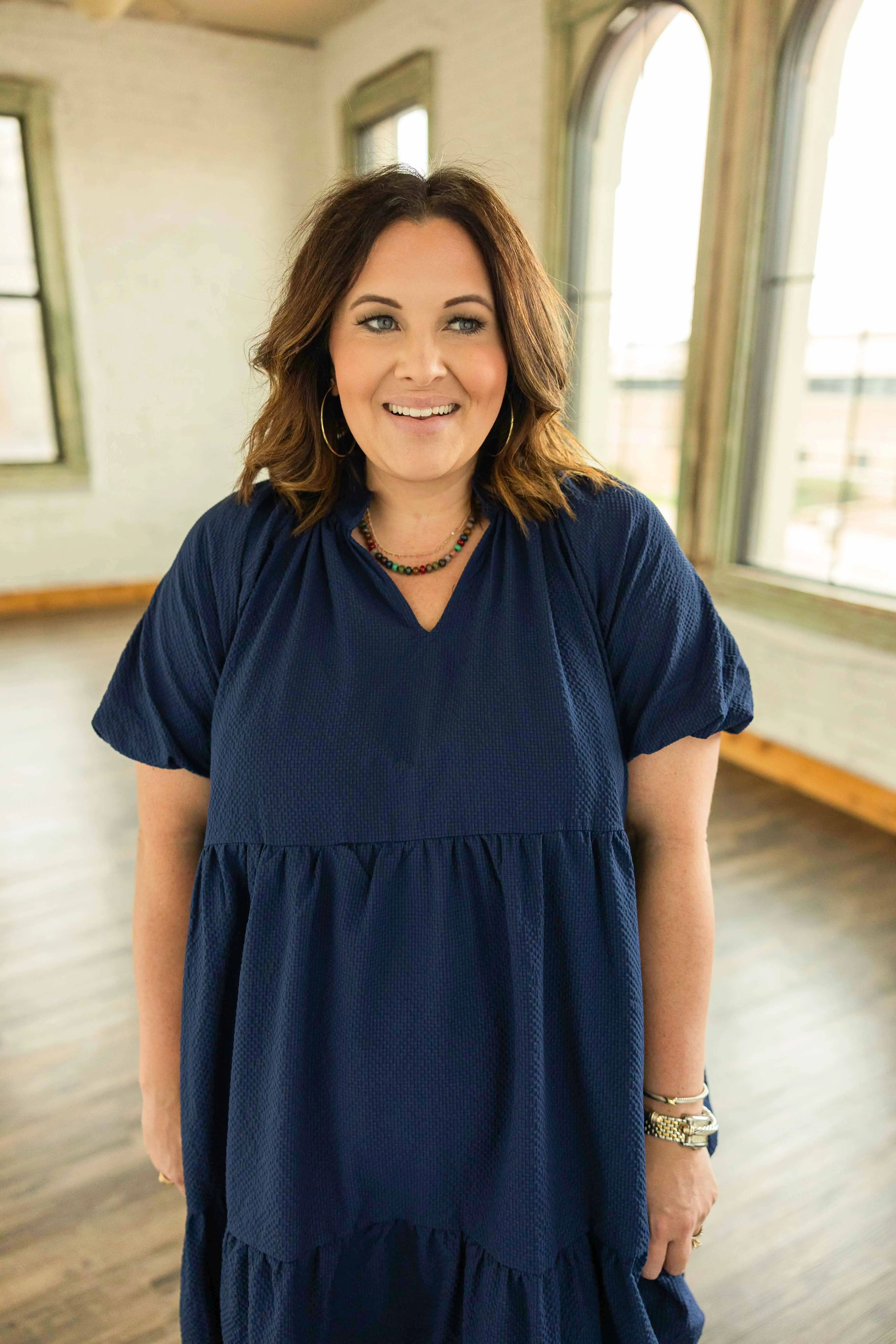 FRANCES PLUS PUFF SLEEVE MINI DRESS