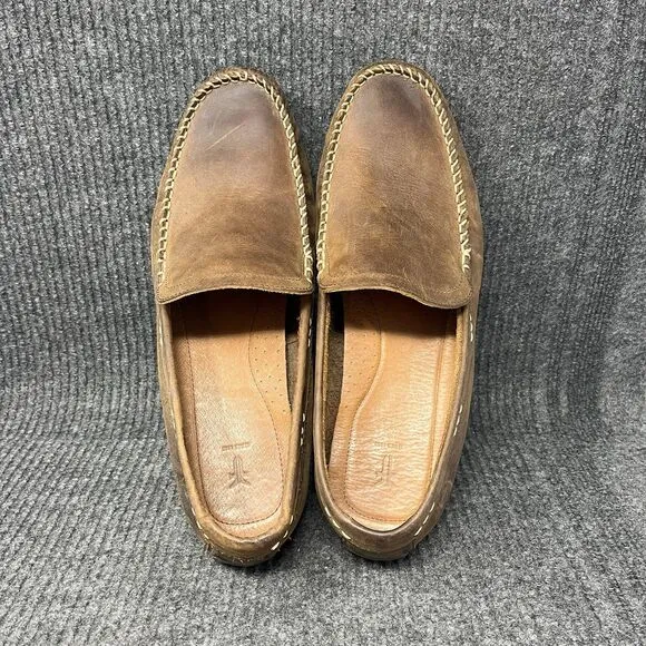 Frye Lewis Venetian Tan Brown Leather Loafers Driving Slip On Casual Mens 13 D