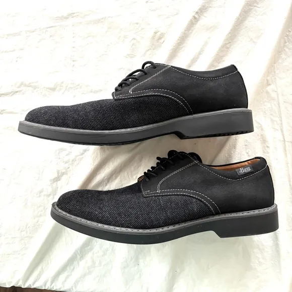 G.H. Bass Patterson Black leather &amp; fabric Derby Shoes lace up SZ 8.5 M NWOT