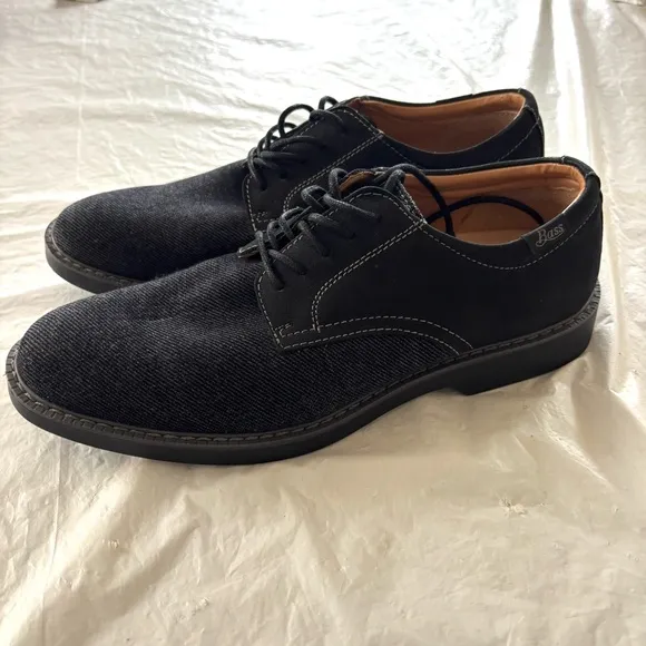 G.H. Bass Patterson Black leather &amp; fabric Derby Shoes lace up SZ 8.5 M NWOT