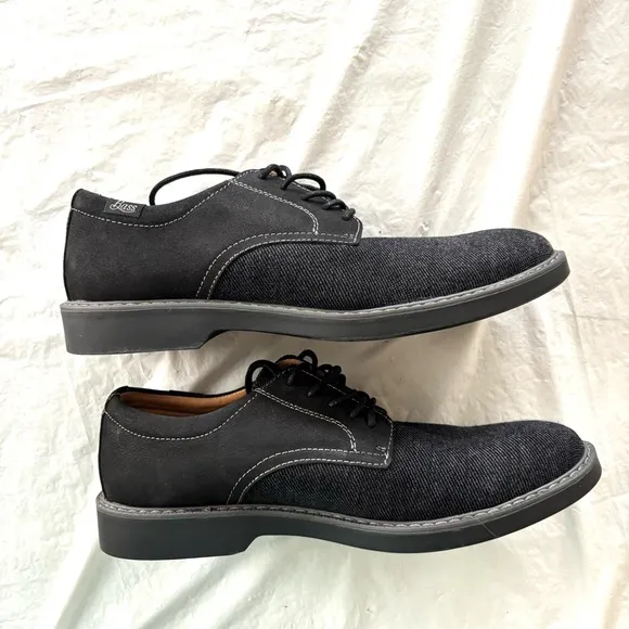 G.H. Bass Patterson Black leather &amp; fabric Derby Shoes lace up SZ 8.5 M NWOT